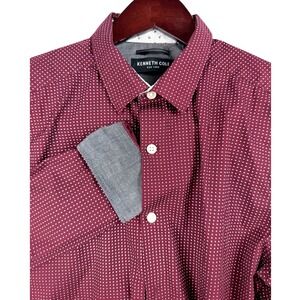 Kenneth Cole New York Men's Burgundy Dot Print Button Down‎ Shirt M